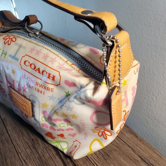 Coach Classic Logo Off White & Multi-colored Mini Bag RARE *see description* - Picture 2 of 16